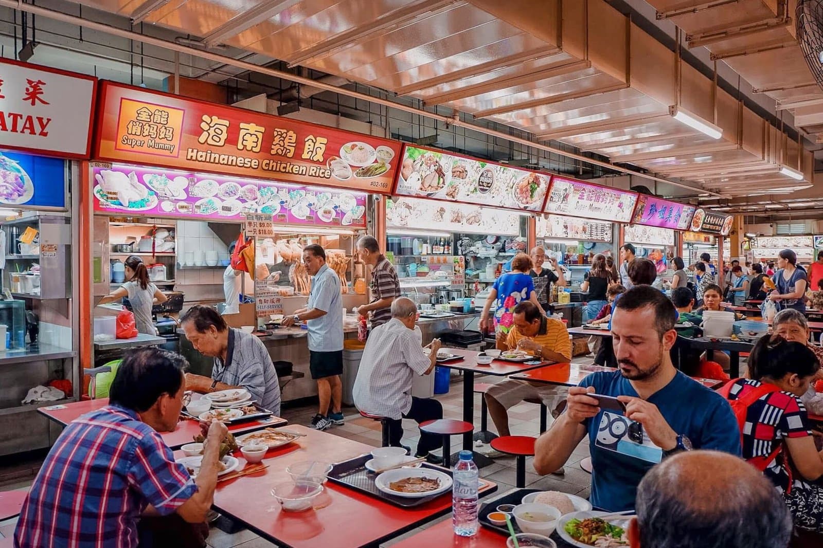 Hainanese chicken rice at a Singapore hawker centre